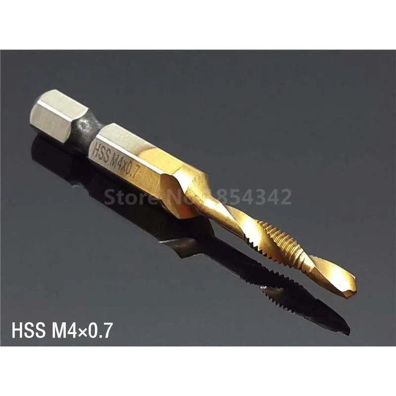 4MM HSS Hex Shank Spiral Tap Countersink Drill Reamer Titanium Soft