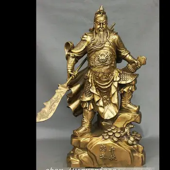 

zhmui8800626954+<<+26 China Brass Stand Stone Warrior Loyalism Guan Gong Yu God Dragon Sword Statue