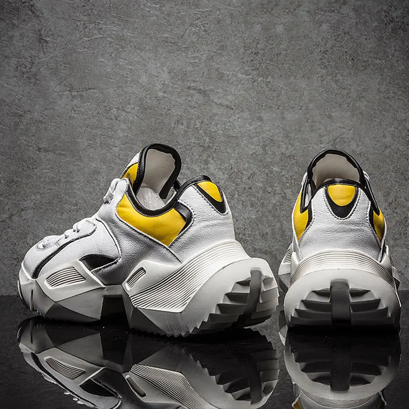 Для мужчин ботинки с массивным каблуком качественные дышащие из искусственной кожи Повседневное папа мужская обувь на шнуровке модные мужские кроссовки для занятий на открытом воздухе Мужская обувь для взрослых