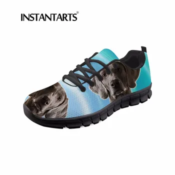 

INSTANTARTS Casual Weimaraner Dog Flats Shoes 3D Cute Pet Dog With Galaxy Star Print Breathable Mesh Sneakers for Youth Girl