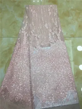 

African Lace Fabric 2019 High Quality Lace Fashion Pink African Tulle Lace Fabric For Nigerian Wedding(DP-12-18
