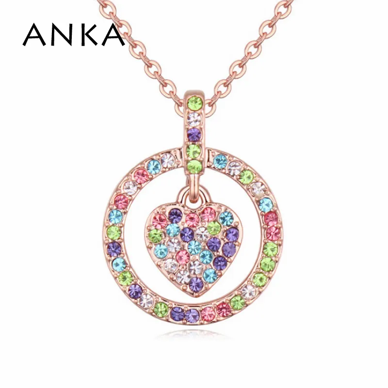 

2015 New 18K Gold Plated Heart in Round Crystal Pendant Necklace Made With Preciosa Crystal #115193