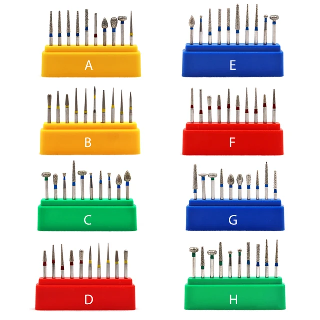 10 pcs/Set Dental Burs High Speed Bur Diamond Polishing Tooth Drill
