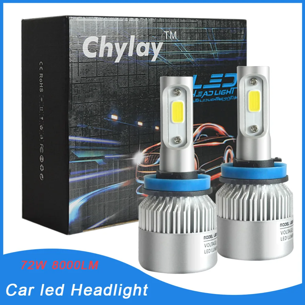high power H11 led car headlight bulb Auto Headlamp light 72W 6500K