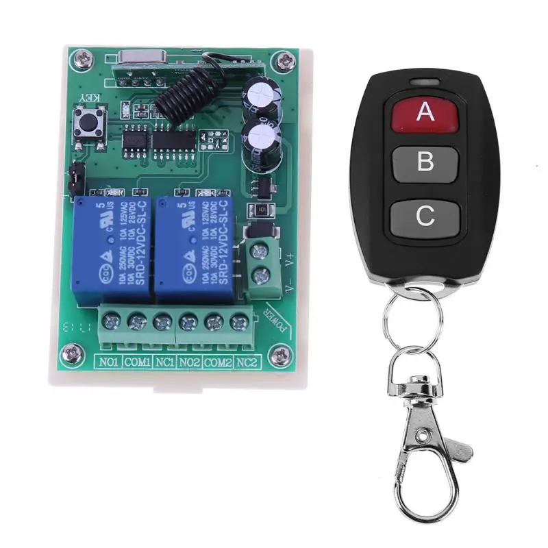 

Smart Home Remote Control Switch 2 CH Relay Contact Wireless Switch DC 12V 10A Learning Independently RF Receiver 433MHz