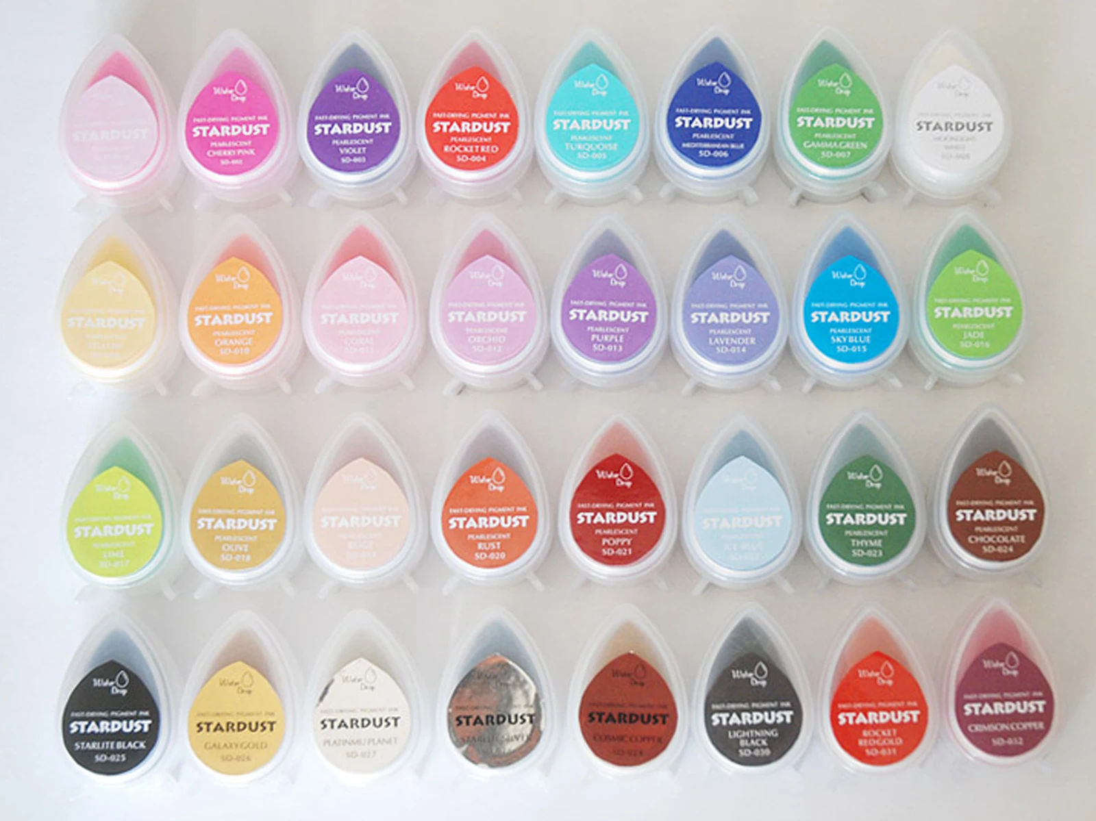 

32 colors for selection water drop glitter ink pad Pearlescent craft stamp inkpad glitter effect (pack of 12)