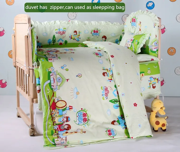 

Promotion! 6PCS 100% cotton cribs for babies Care set in a crib bed linen cot bumper (3bumper+matress+pillow+duvet)