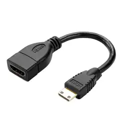 FFYY-Mini HDMI к HDMI кабель, создание кабеля 0.5ft Mini-HDMI штекер к HDMI Женский адаптер, поддержка 1080 P Full HD, 3D, 0,15 M, Bl