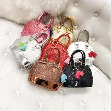 Модные блестящие Сумочка с принцессой обувь для девочек Женская сумка из искусственной кожи вечерние посылка дети милый Crossbody мини