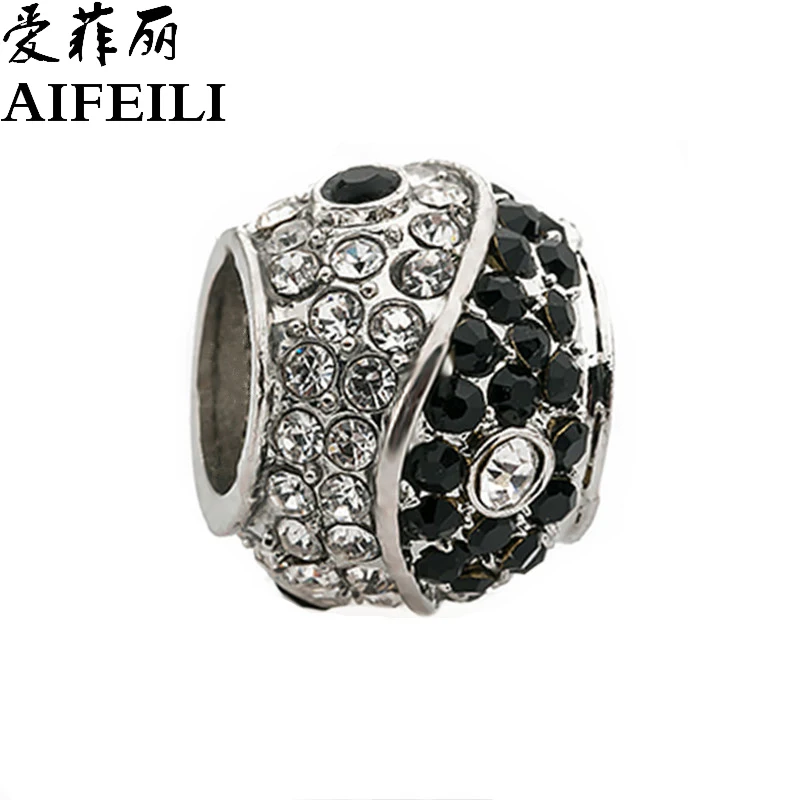 AIFEILI черные бусины в форме сердца подходят для Pandora оригинальный браслет с