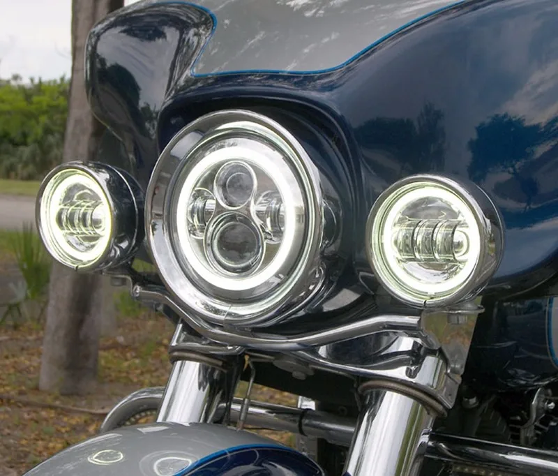 Motorcycle 7inch LED Projector Headlight with Plazma LED Halo DRL