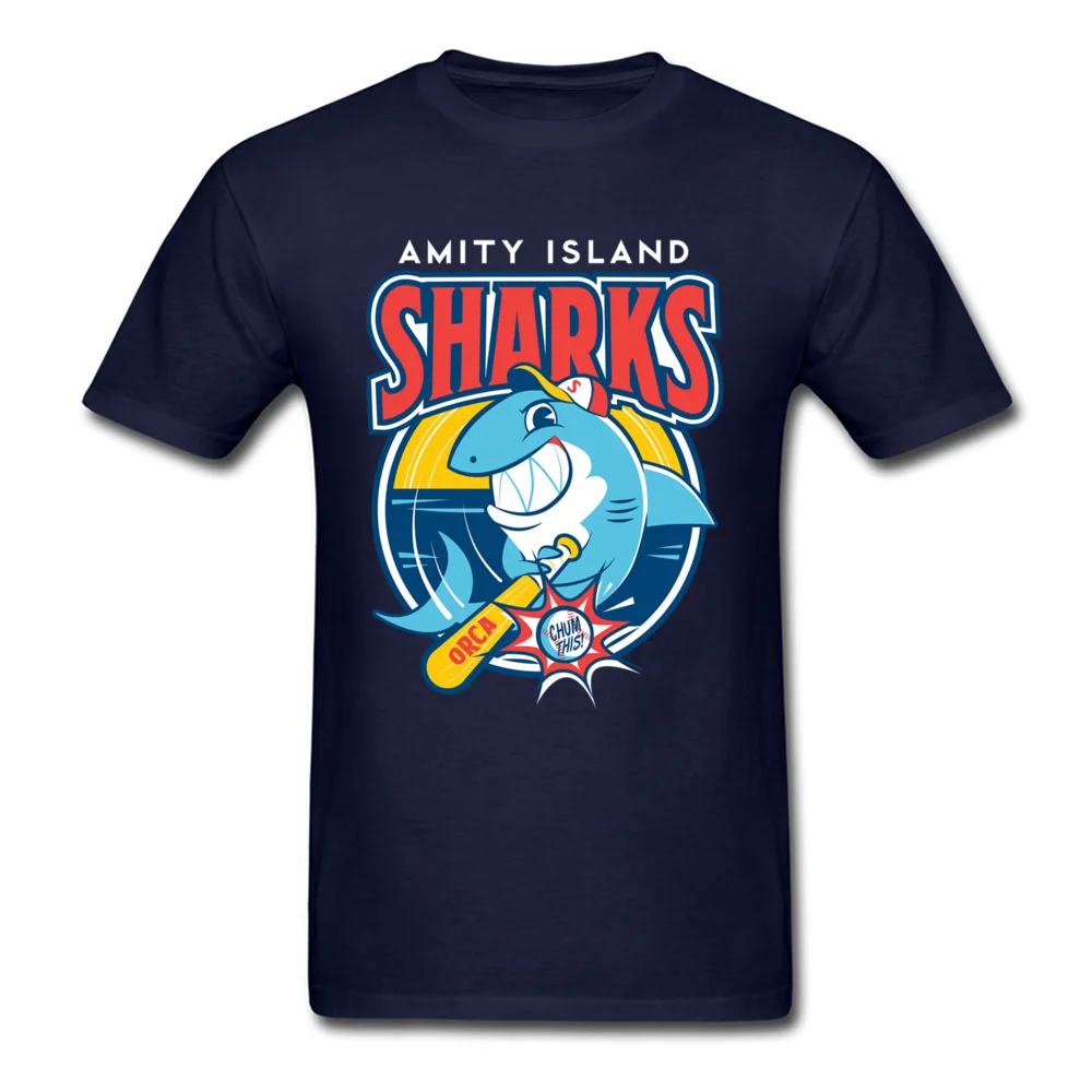 Tops T Shirt amity island sharks 5629 Summer Retro Normal Short Sleeve 100% Cotton Crew Neck Men Top T-shirts Normal Tee Shirts amity island sharks 5629 navy