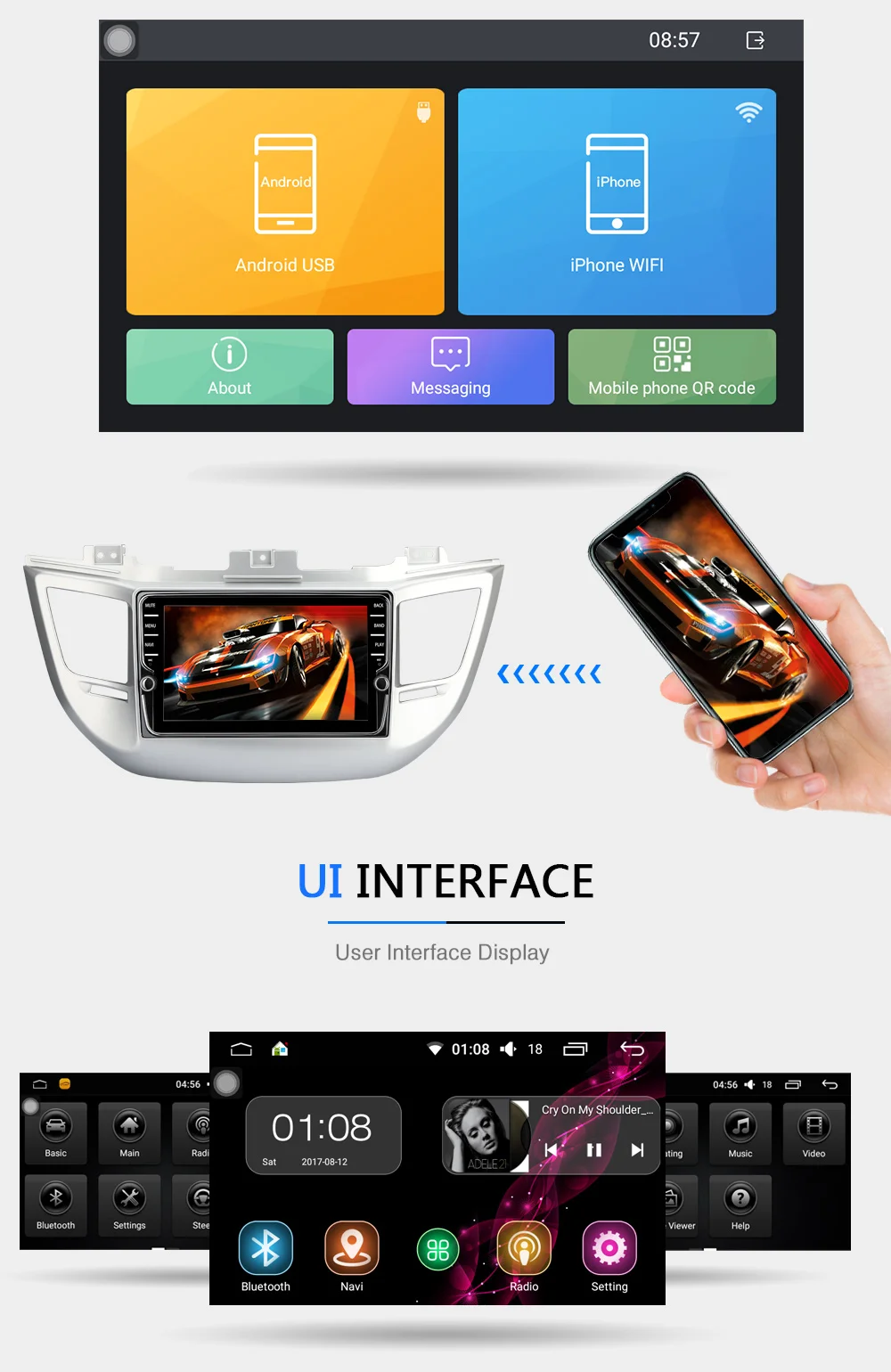 Discount Funrover 2 din Car dvd Multimedia player Android 8.0 for Hyundai Tucson IX35 2016 2017 car radio gps navigation stereo IPS 2GRAM 20