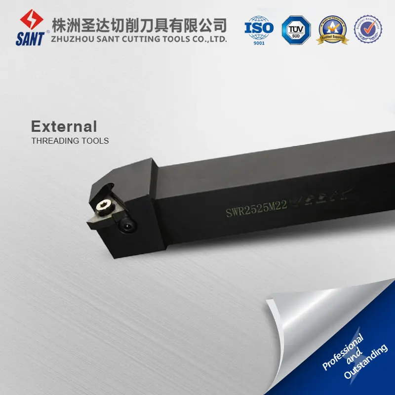 

SWR2525M22 25X25 mm External Threading Toolholder for Inserts ISO Standard 22ER