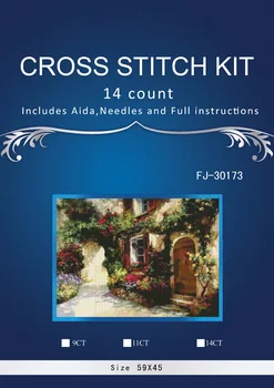 

Top Quality Lovely Hot Sell Counted Cross Stitch Kit Old World Holiday Ornaments Similar DMC fj-30173 flowers house