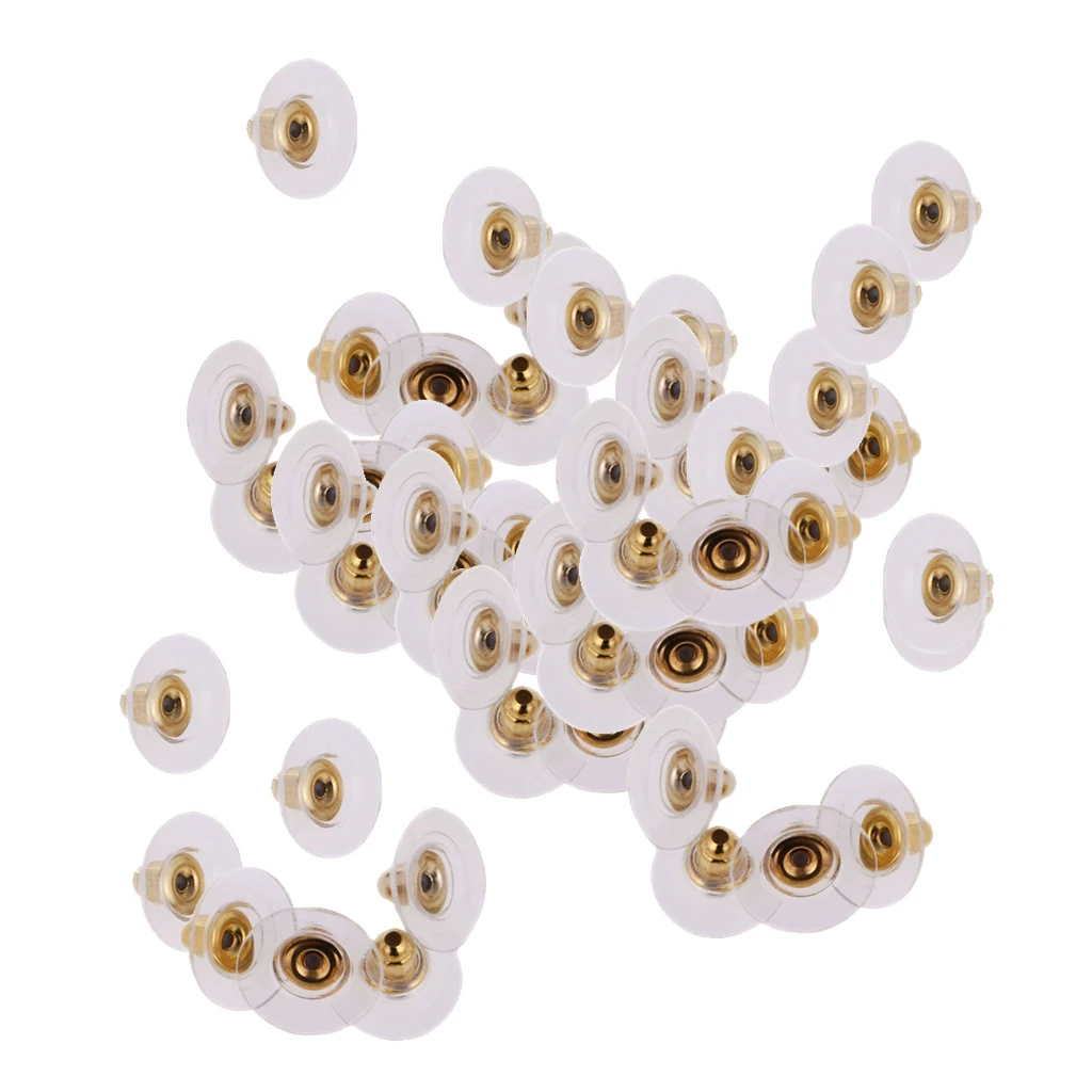 50 Pieces HypoAllergenic  Clutch Earring Backs With Silicone Pad Earring Backings Studs Safety Backs Stoppers