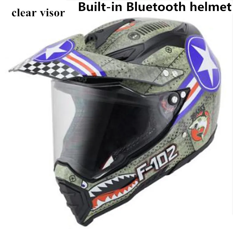 Motorcycle Bluetooth Helmets Full Face Helmet,Built-in Integrated Intercom Communication System FM radio,L size,Matte Black - Color: bluetooth helmet