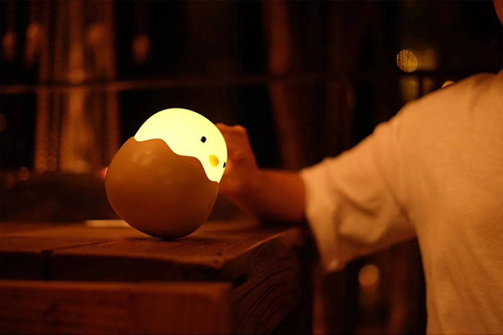 Warm White Ambient Night Light Cute Cartoon Egg Shell Chicken Tumbler Rechargeable Touch Bedroom Lamp for Girl Chilren Gift Toy (10)