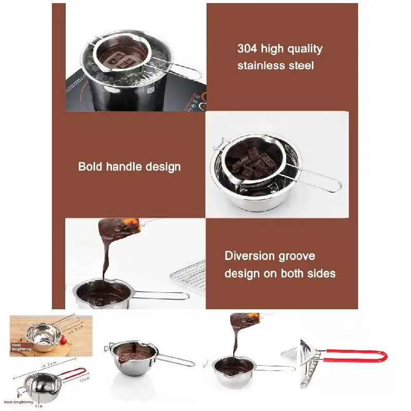 1pc Hook Design Stainless Steel Bowl Butter Chocolate Melting Pot Heating Spoon Pan DC112