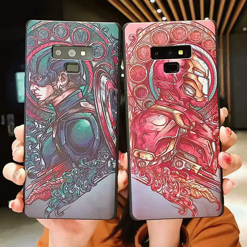 

Fashion 3D Marvel Angry Embossed Captain America Iron Man Heroes Soft Case for Samsung Galaxy A6 A8 Plus J4 J6 2018 Cover fundas