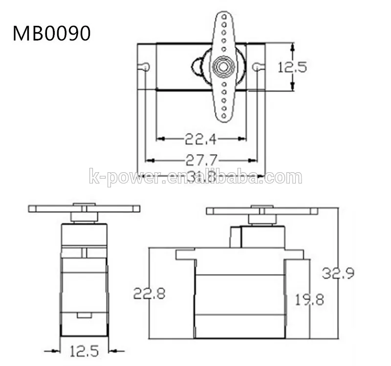 3 шт. K-power MB0090 3 кг Крутящий момент аналоговый металлический сервопривод/9g сервопривод/rc автомобильный сервопривод