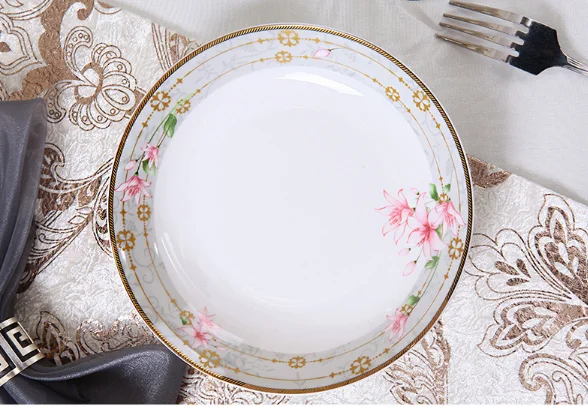 Модный набор посуды в европейском стиле, фарфоровая посуда высокого качества, набор посуды из костяного фарфора, домашняя Свадебная церемония