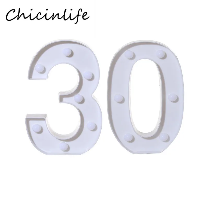 Chicinlife 2 шт. 30/40/50/60/70/80 цифры светодиодный Ночной светильник лампа с днем рождения знак Юбилей стоящий, подвесной вечерние украшения - Цвет: 30