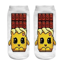 1 пара милая шоколадная овца торт Printed tor печатные женские носки 3D Печатный дизайн забавные носки полиэстер Мода 19*8 см носки