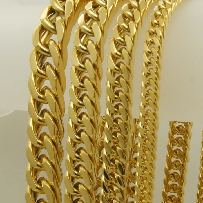 8mm width 60cm 23.6 inch length weight 84g classic double  link ipg gold plating men/boy 316L stainless steel necklace 1pc