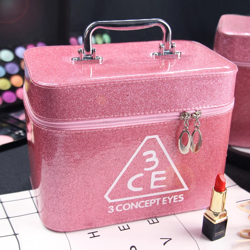 

Cosmetic bag large capacity small portable Korean simple girl heart cute storage box square bag makeup bag portable