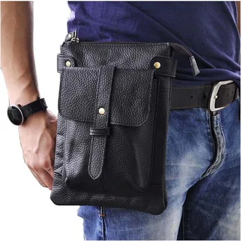 

Retro Oil Wax&Crazy Horse Genuine Leather Mens Waist leg Bag Travel Fanny Pack Belt Loops Hip Bum Bag Wallet Purses Phone Pouch