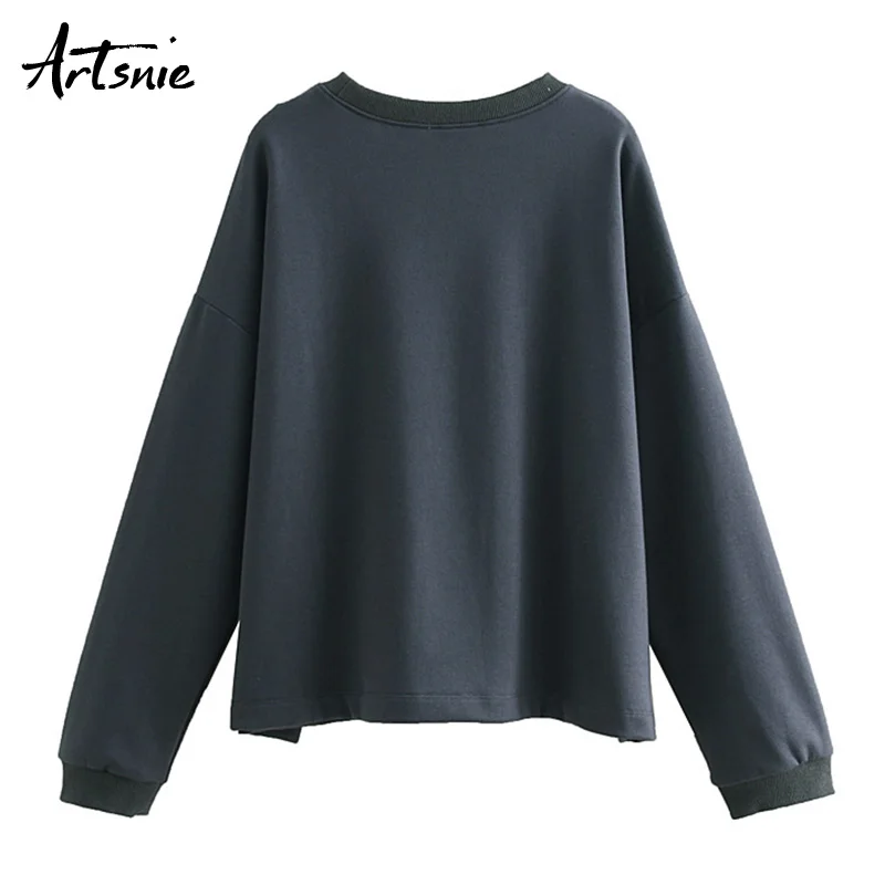 Artsnie Spring 2019 Cartoon Animal Casual Sweatshirts Women O Neck Long Sleeve Streetwear Oversized