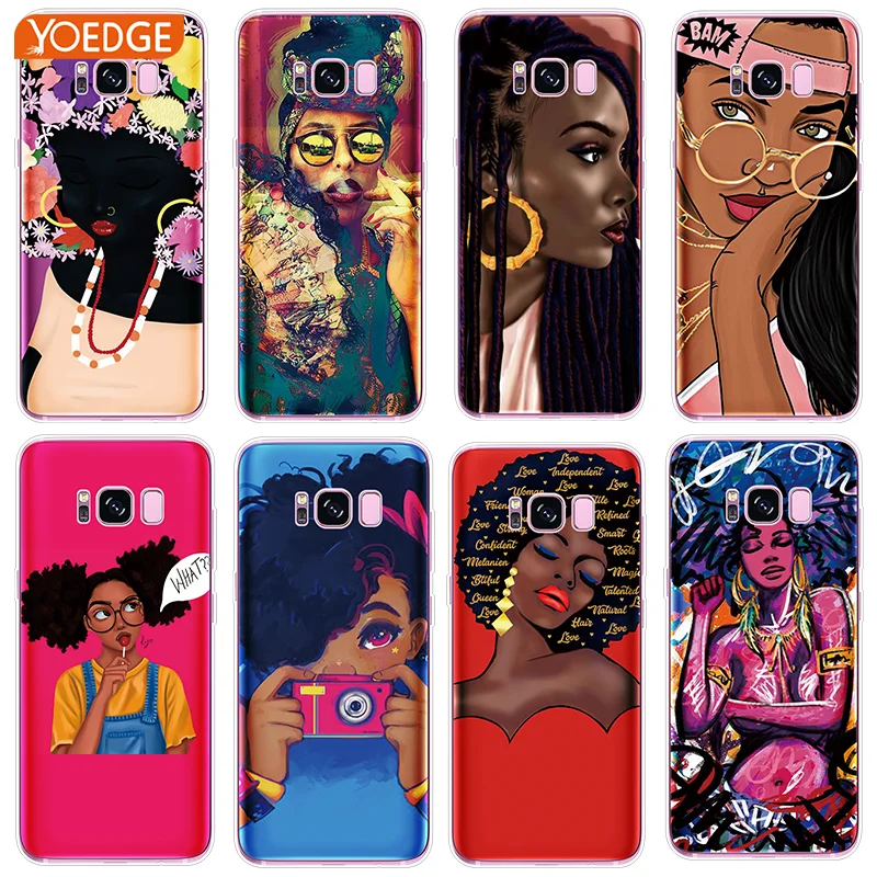 

For Samsung Galaxy A50 A70 A30 M20 S8 S9 S10 Plus A9 2018 A8 A5 A7 2017 Note 8 9 TPU Personalized MELANIN POPPIN Black Girl Case