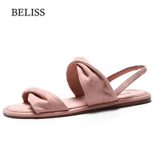 BELISS/ г.; женские босоножки на плоской подошве; Лидер продаж; модные летние милые женские босоножки из флока на плоской подошве без застежки; женская обувь с открытым носком; S58