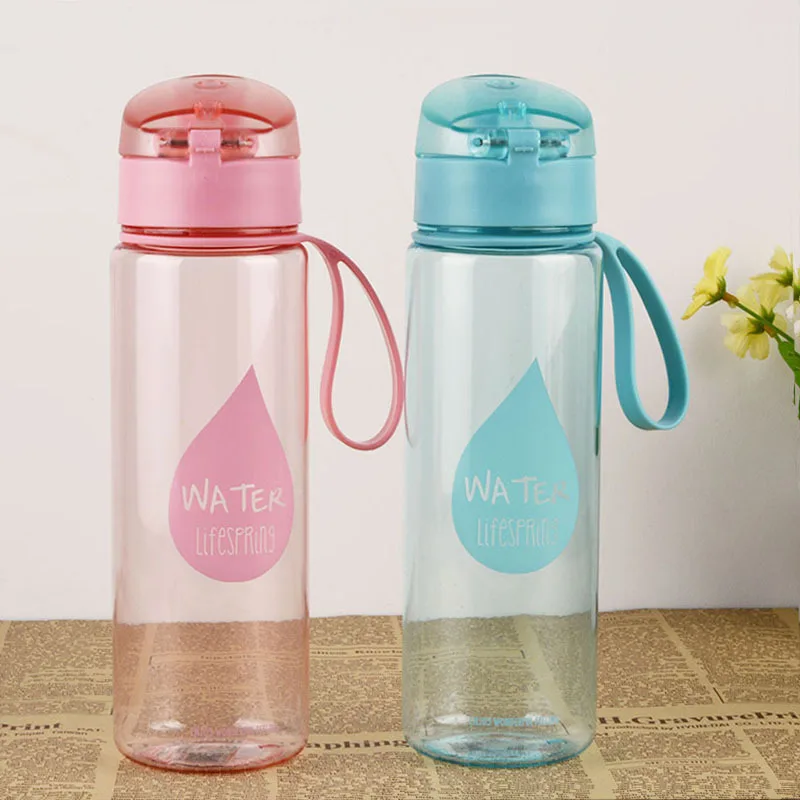 

Water bottles 500ml Portable Sport Water Bottle With Rope Directly Drink Bottle Leakproof Automatic Buckle BPA Free