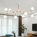 Kreative Nordic LED Kronleuchter Mit Glas Ball Für Wohnzimmer Schlafzimmer Holz Kronleuchter G9 Leuchten-in Pendelleuchten aus Licht & Beleuchtung bei
