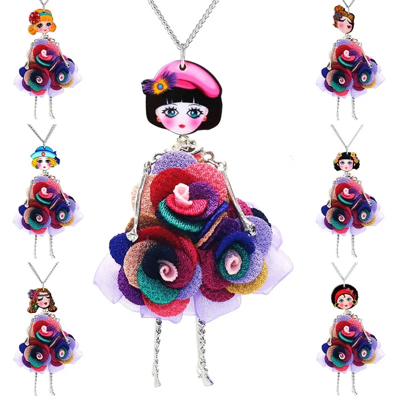 В виде ракушки кристалл кукла цепочки и ожерелья платье ручной работы французский кукольный кулон Новости сплава девушка для женщин цветок