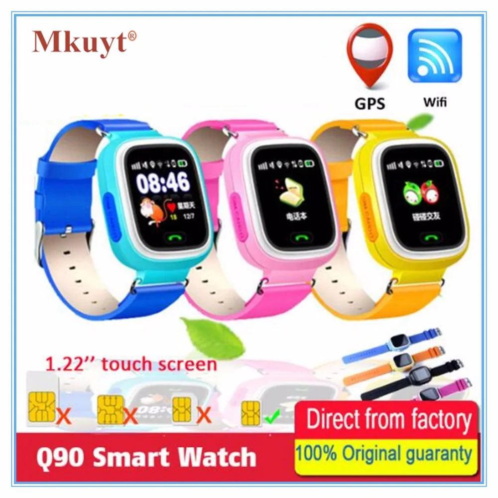 MKUYT Q90 GPS Phone Positioning Children Kids Smart Watch 1 22 Inch Color Touch Screen with