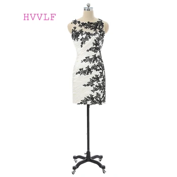 

Black Elegant Cocktail Dresses Sheath Chiffon Appliques Lace Short Mini Backless Homecoming Dresses