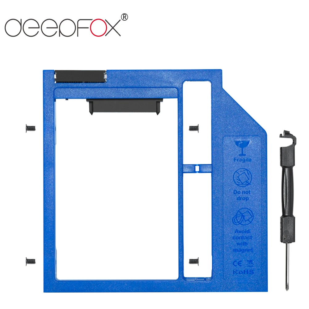 DeepFox 2nd HDD Caddy 9,5 мм Optibay SATA 3,0 коробка для жесткого диска корпус DVD адаптер 2,5 SSD 2 ТБ для ноутбука CD-ROM