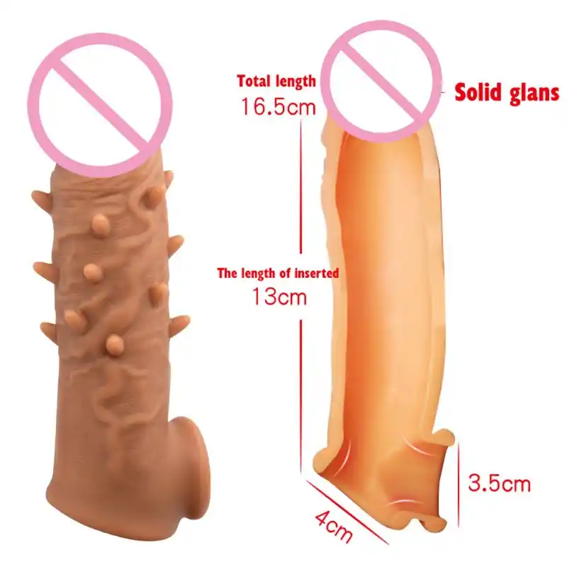 厚いコンドームと棘ペニスリングコンドーム再利用可能な陰茎の拡大のおもちゃ 16 5 4 0 3 5 センチメートル拡大 0 7 センチメートルセックス玩具 Pumps Enlargers Aliexpress