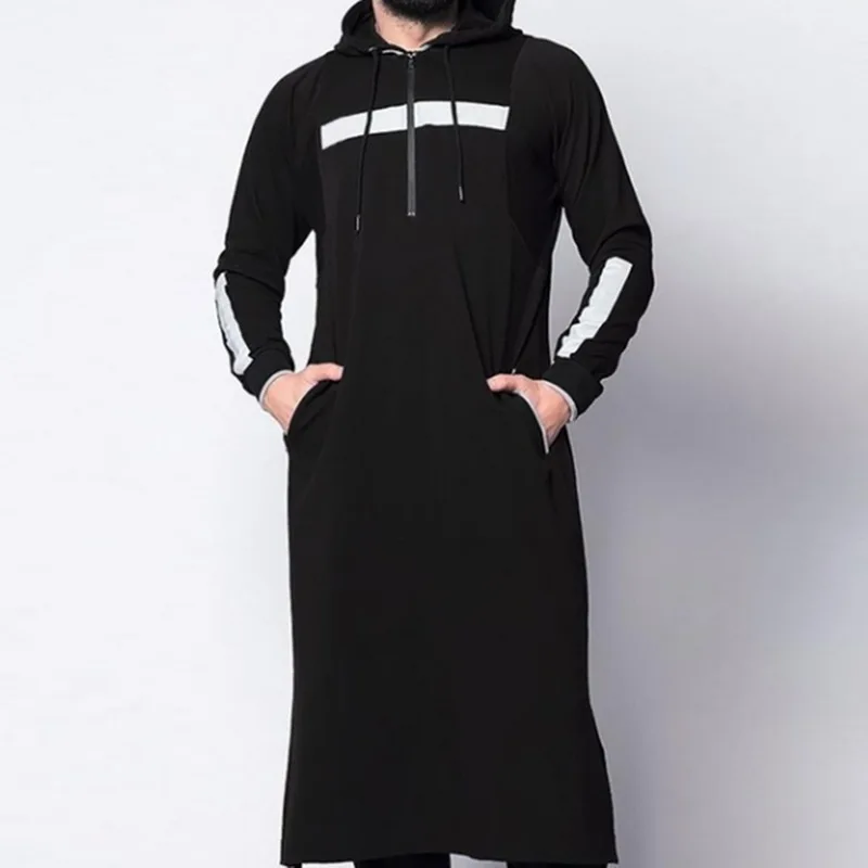 

SHUJIN 2019 New Men's Muslim Arabian Strap Full Length Hooded Kaftan Traditional Muslim Abaya Islamic Male Casual Clothing