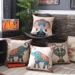 Богемный наволочка со слоном 45x45 см индийский Стиль Роскошные животных печатные декоративные подушки Подушка Диван кресло