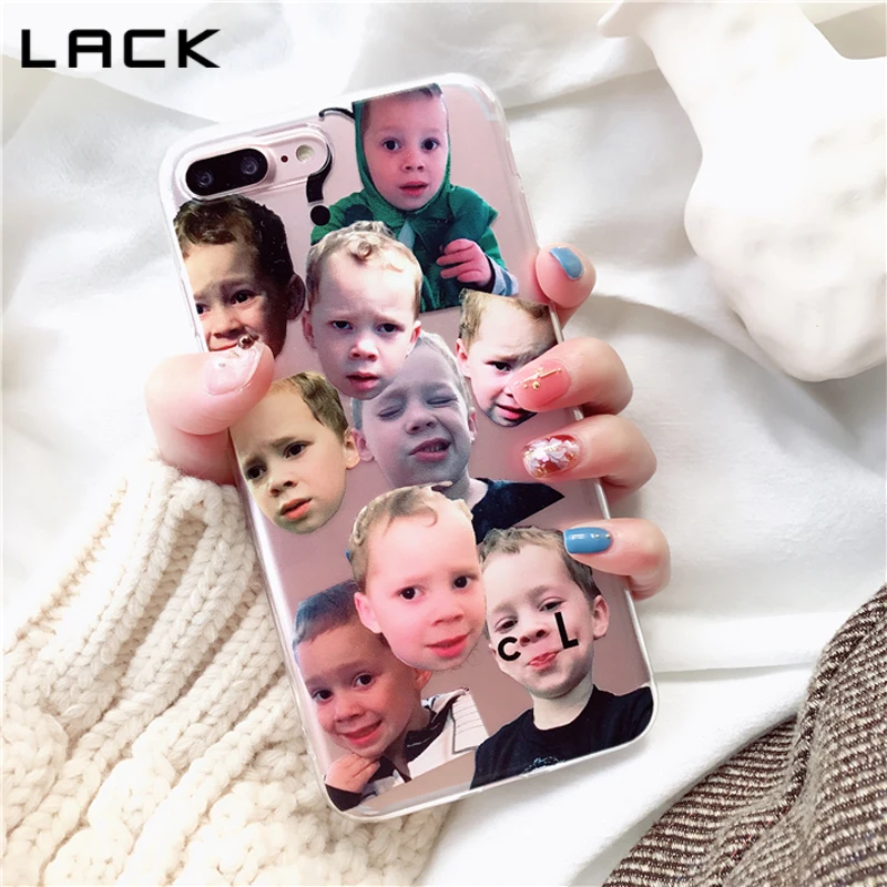 

LACK Smirk Boy Lovely Phone Case For iphone 7 6 6s 8 Plus Funny Expression Ultra Slim Cases For iphone X Soft Cartoon Back Cover