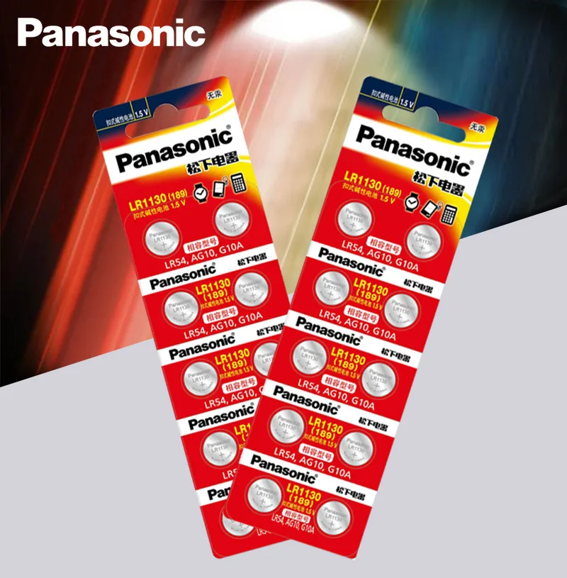 Panasonic 4 шт./лот Батарея сотовый 1,5 V AG10 LR1130 Щелочная батарейка-кнопка AG10 389 LR54 SR54 SR1130W 189 LR1130