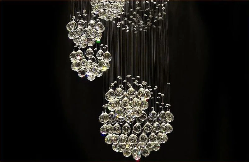 Lustre de Cristal Novo Moderno Bola Design Lustre Grandes Lustres Luzes D80 * H300cm Garantia 100% 2020 13 Pçs 9 Luzes e Iluminação