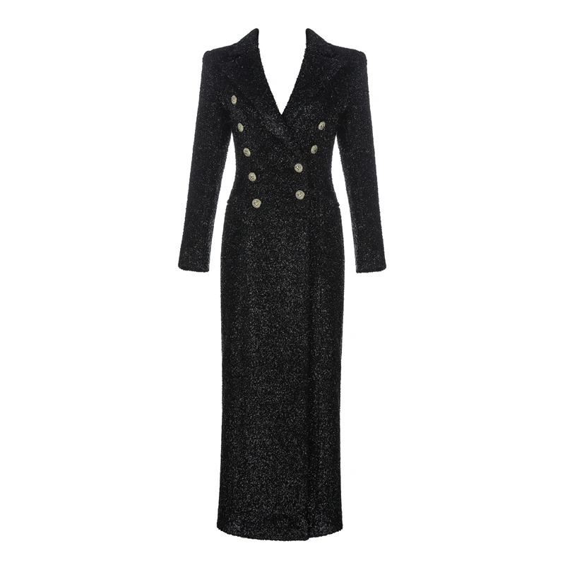 Celebrity Noir Gros Mode Long Verano Chaud Manches Automne Vestes Causal Longues Cou V Femmes Hiver À Bouton 2019 Manteaux Festa 54ZHxgqq