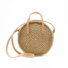 Sling Shoulder Bag Handmade Round Beach Handbag Travel Bohemian Straw Hand Woven Bags Crossbody Bag For Women Summer Handbags summer travel handbags drawstring basket bag leisuretote hair ball lace bohemian beach bag for women retro handmade straw bags