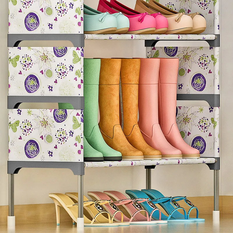 Fashion Shoe rack Non-woven 5 layer printing Easy Assembled Shoes Shelf Storage Organizer Stand Holder Living Room Furniture