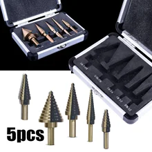 5pcs Titanium Step Drill Bit Tool Set 50 Sizes High Speed Steel Step Cutter Drill Bit Set Tool Hole Cutter Power Tools Accessori